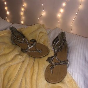 Snakeskin and gold fashion sandals